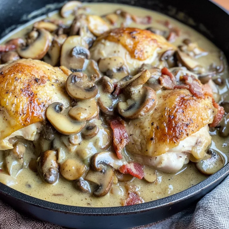 One Skillet Keto Chicken with Bacon Mushroom Gravy