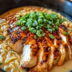 Fiery Chicken Ramen with Creamy Garlic Sauce