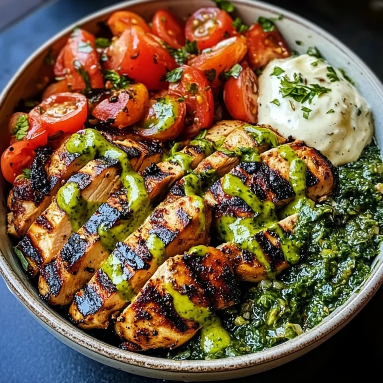Chimichurri Grilled Chicken Bowl with Garlic Sauce