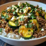 Greek-Style Beef and Zucchini Rice Bowl